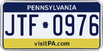 PA license plate JTF0976