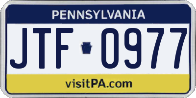 PA license plate JTF0977
