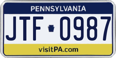 PA license plate JTF0987