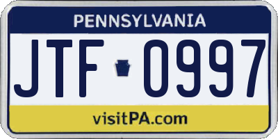 PA license plate JTF0997