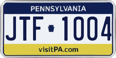 PA license plate JTF1004