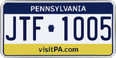 PA license plate JTF1005
