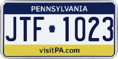 PA license plate JTF1023