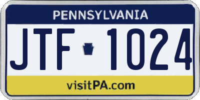PA license plate JTF1024