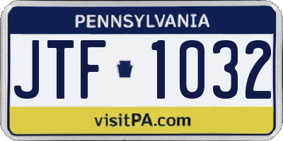 PA license plate JTF1032