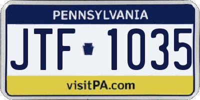 PA license plate JTF1035