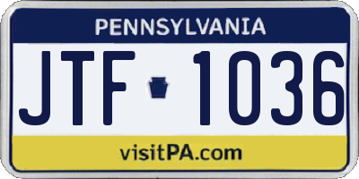 PA license plate JTF1036