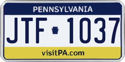 PA license plate JTF1037