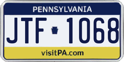 PA license plate JTF1068