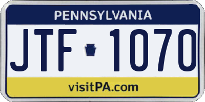 PA license plate JTF1070