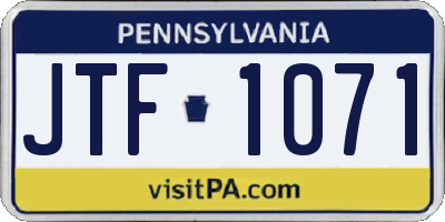 PA license plate JTF1071
