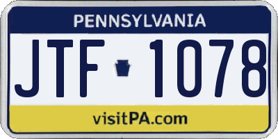 PA license plate JTF1078