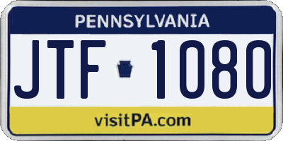 PA license plate JTF1080