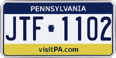 PA license plate JTF1102