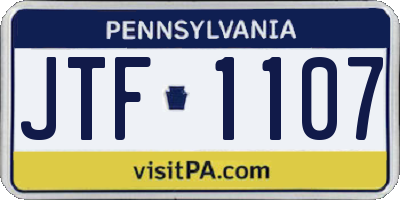 PA license plate JTF1107