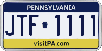 PA license plate JTF1111
