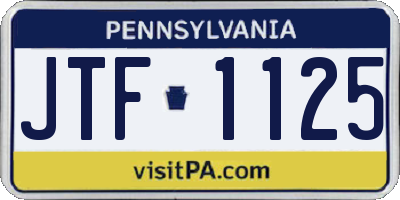 PA license plate JTF1125