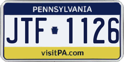 PA license plate JTF1126