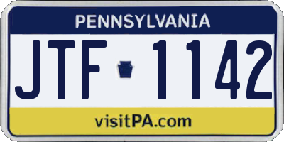 PA license plate JTF1142