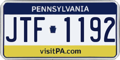 PA license plate JTF1192