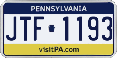 PA license plate JTF1193