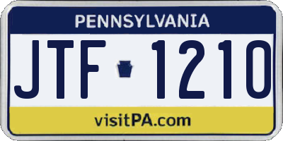 PA license plate JTF1210