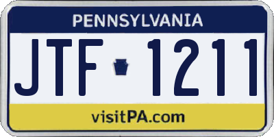 PA license plate JTF1211