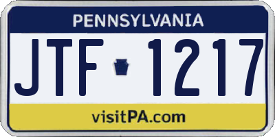 PA license plate JTF1217