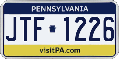 PA license plate JTF1226