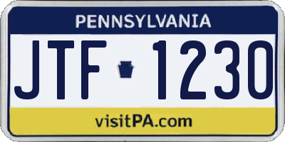 PA license plate JTF1230