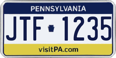 PA license plate JTF1235