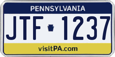 PA license plate JTF1237