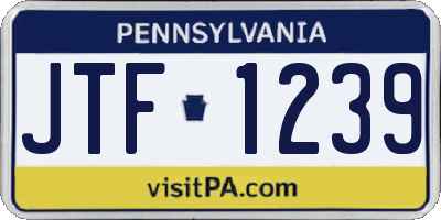 PA license plate JTF1239