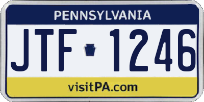 PA license plate JTF1246