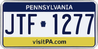 PA license plate JTF1277