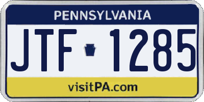 PA license plate JTF1285