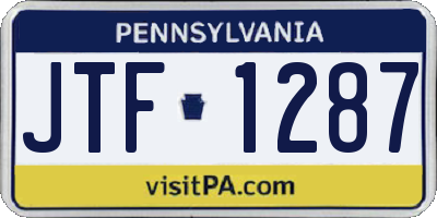 PA license plate JTF1287