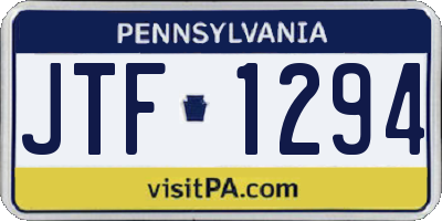 PA license plate JTF1294