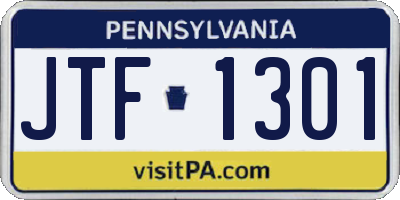 PA license plate JTF1301