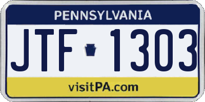 PA license plate JTF1303