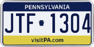PA license plate JTF1304
