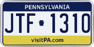PA license plate JTF1310