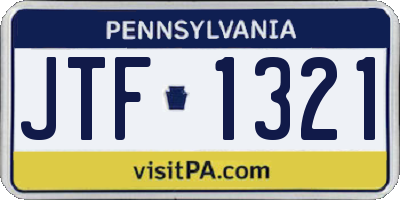 PA license plate JTF1321