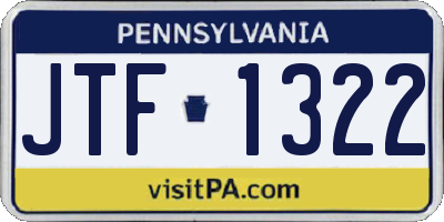 PA license plate JTF1322