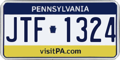 PA license plate JTF1324