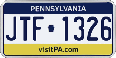 PA license plate JTF1326