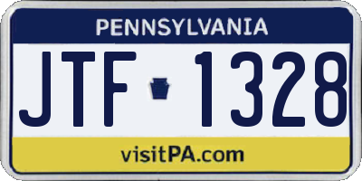 PA license plate JTF1328