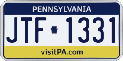 PA license plate JTF1331
