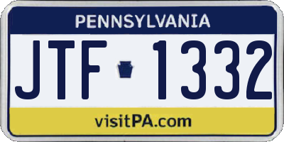 PA license plate JTF1332