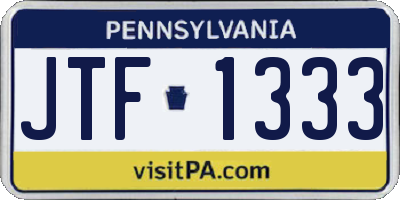 PA license plate JTF1333